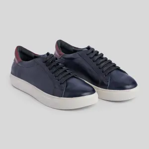 Navy Plain Sneakers