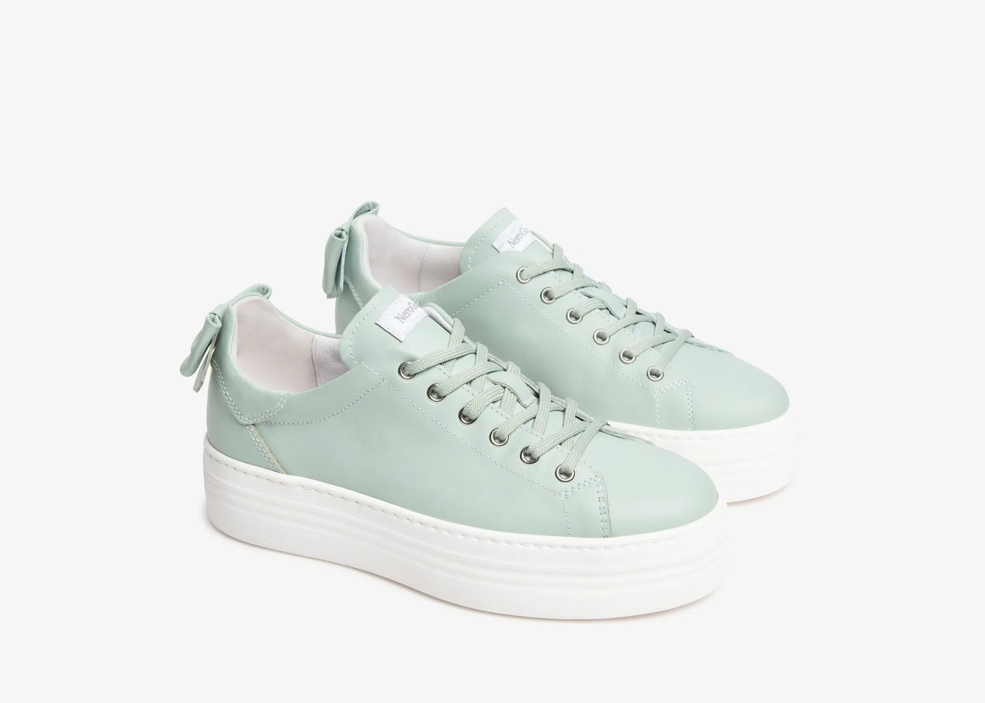 NeroGiardini Sage Green Platform Trainer|E406520D53