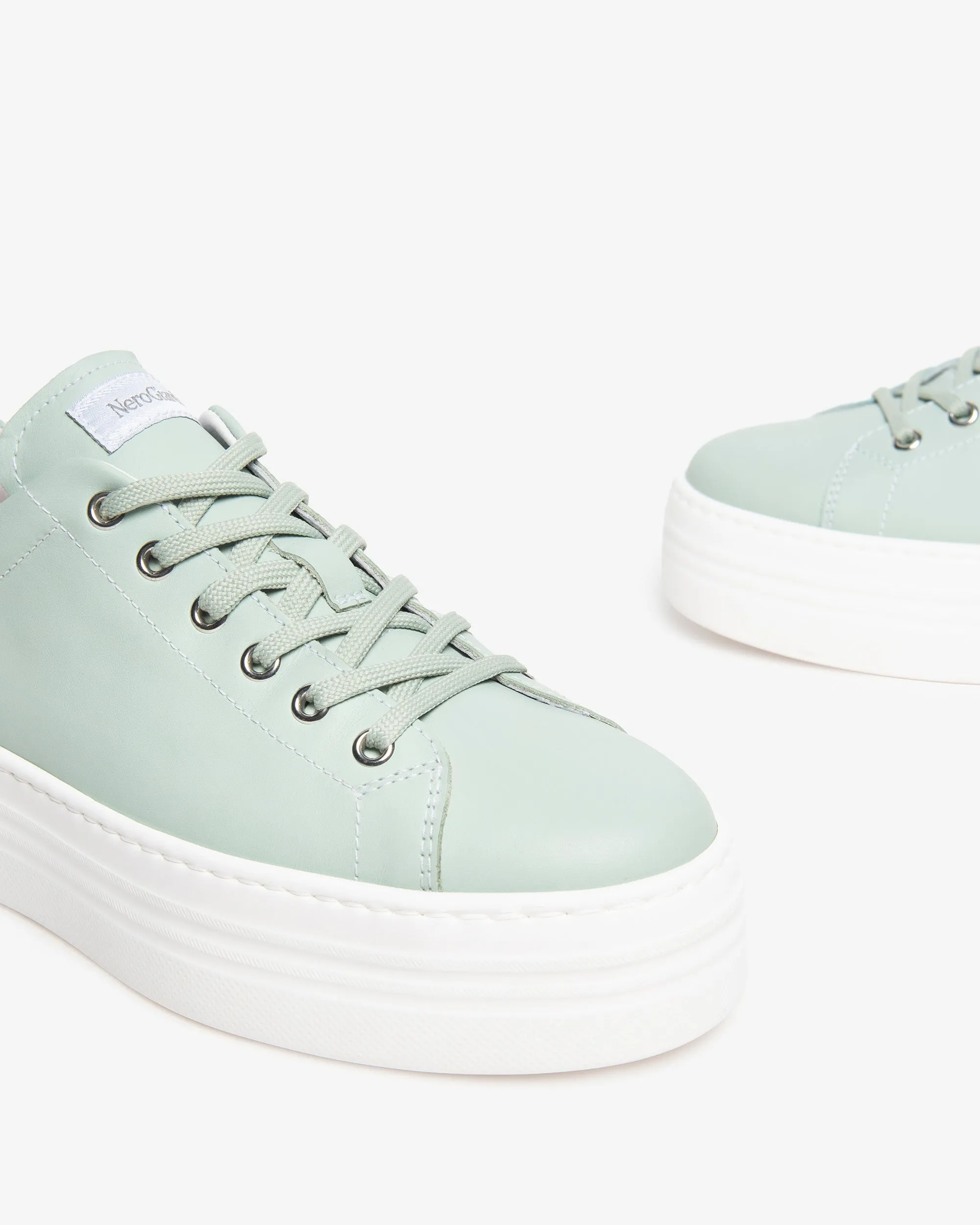 NeroGiardini Sage Green Platform Trainer|E406520D53