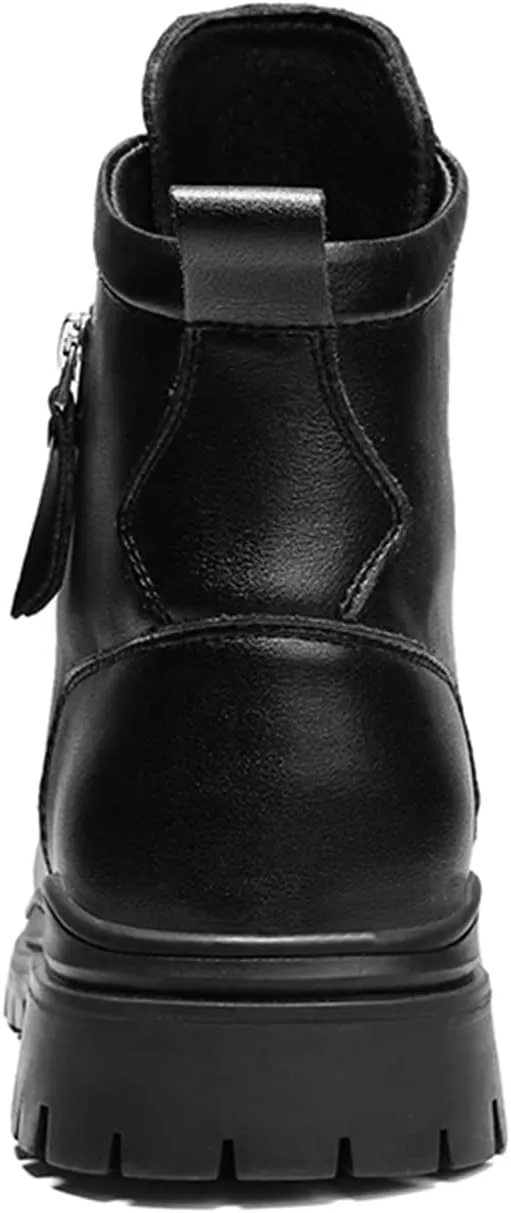 New Mens Ankle Boots Waterproof Anti-slip High Top Derby With Zipper Cowhide Leather Dress Fashion Classic