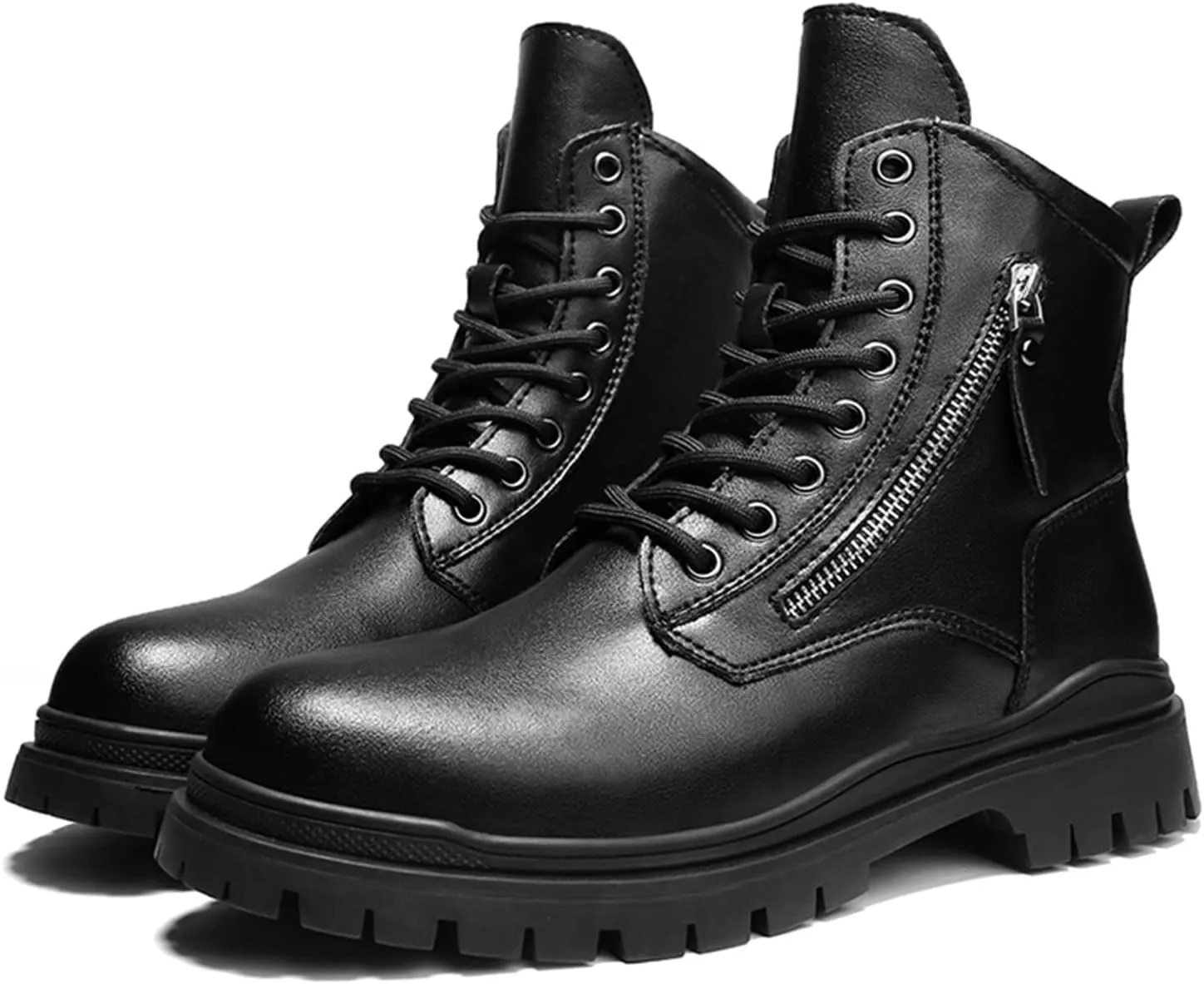 New Mens Ankle Boots Waterproof Anti-slip High Top Derby With Zipper Cowhide Leather Dress Fashion Classic