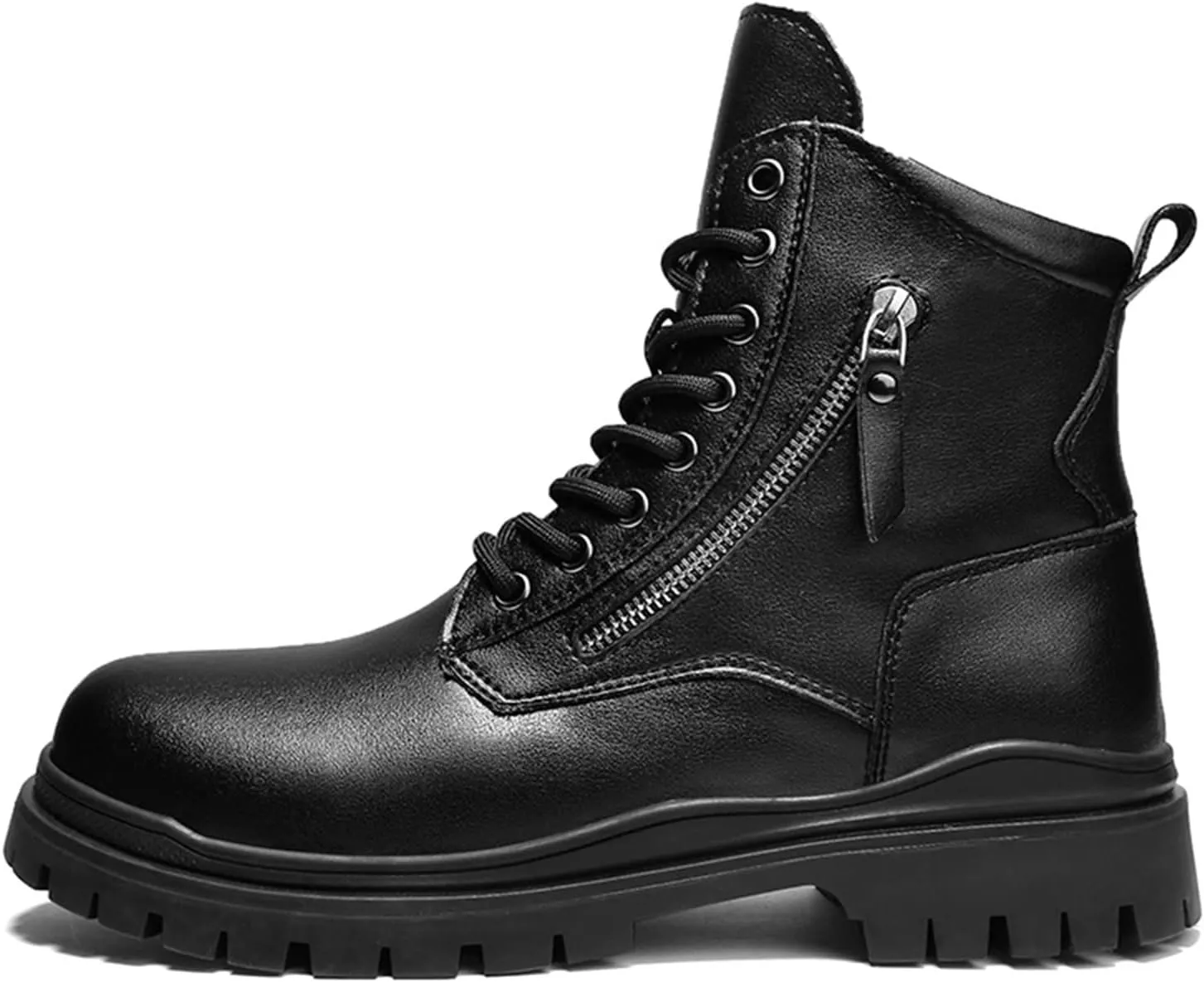 New Mens Ankle Boots Waterproof Anti-slip High Top Derby With Zipper Cowhide Leather Dress Fashion Classic