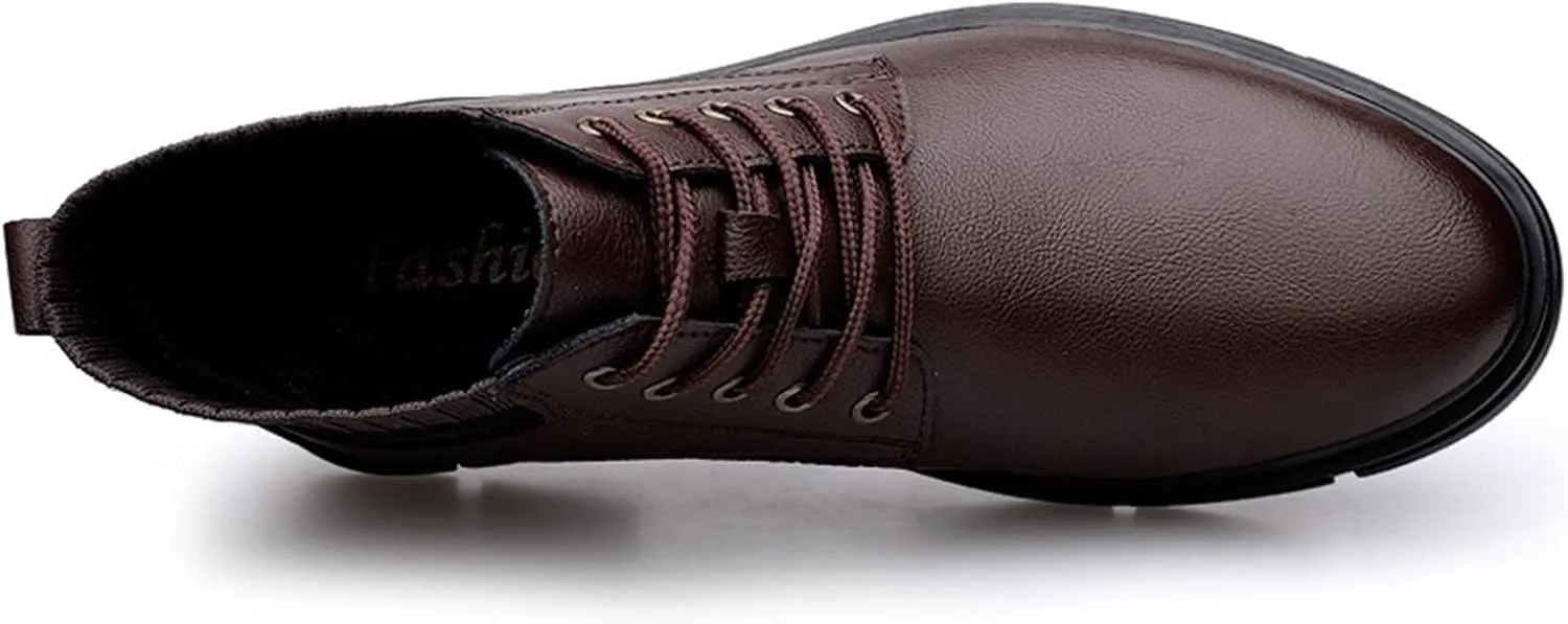New Mens Ankle Boots Waterproof Block Heel Anti-slip Derby Elastic Bandage PU Classic Dress Work