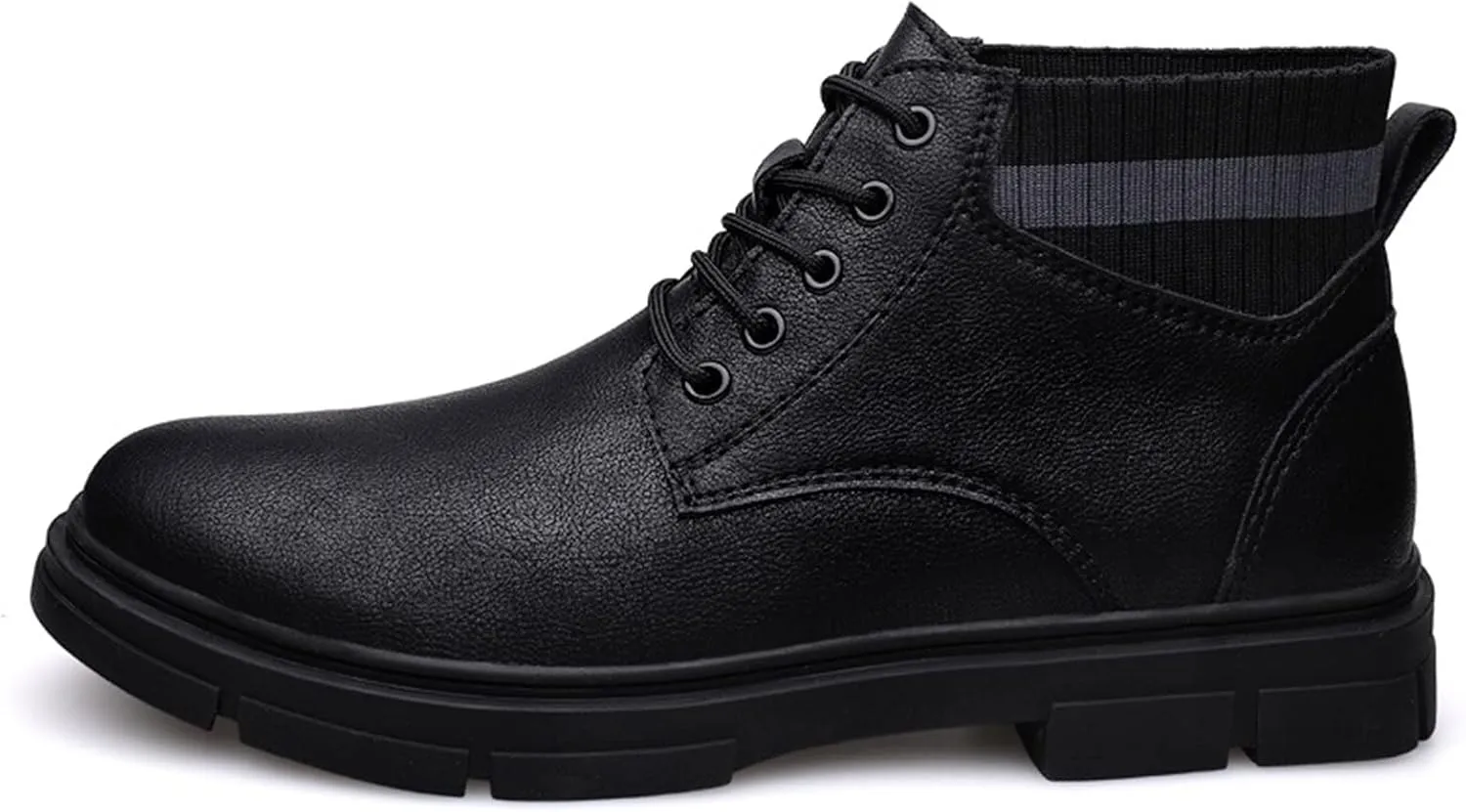 New Mens Ankle Boots Waterproof Block Heel Anti-slip Derby Elastic Bandage PU Classic Dress Work