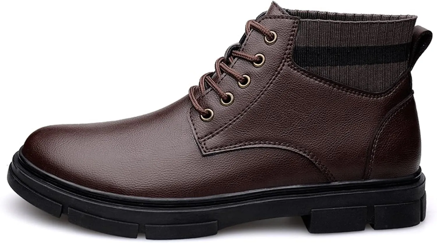 New Mens Ankle Boots Waterproof Block Heel Anti-slip Derby Elastic Bandage PU Classic Dress Work