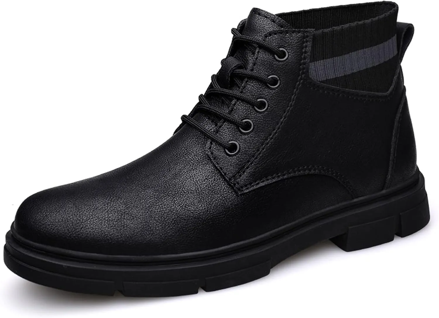 New Mens Ankle Boots Waterproof Block Heel Anti-slip Derby Elastic Bandage PU Classic Dress Work