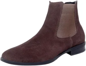 New Men's Chelsea Ankle Boots Solid Color Suede Vamp Elastic Band Waterproof Wearable Non Anti-slip Dress Casual Slip On
