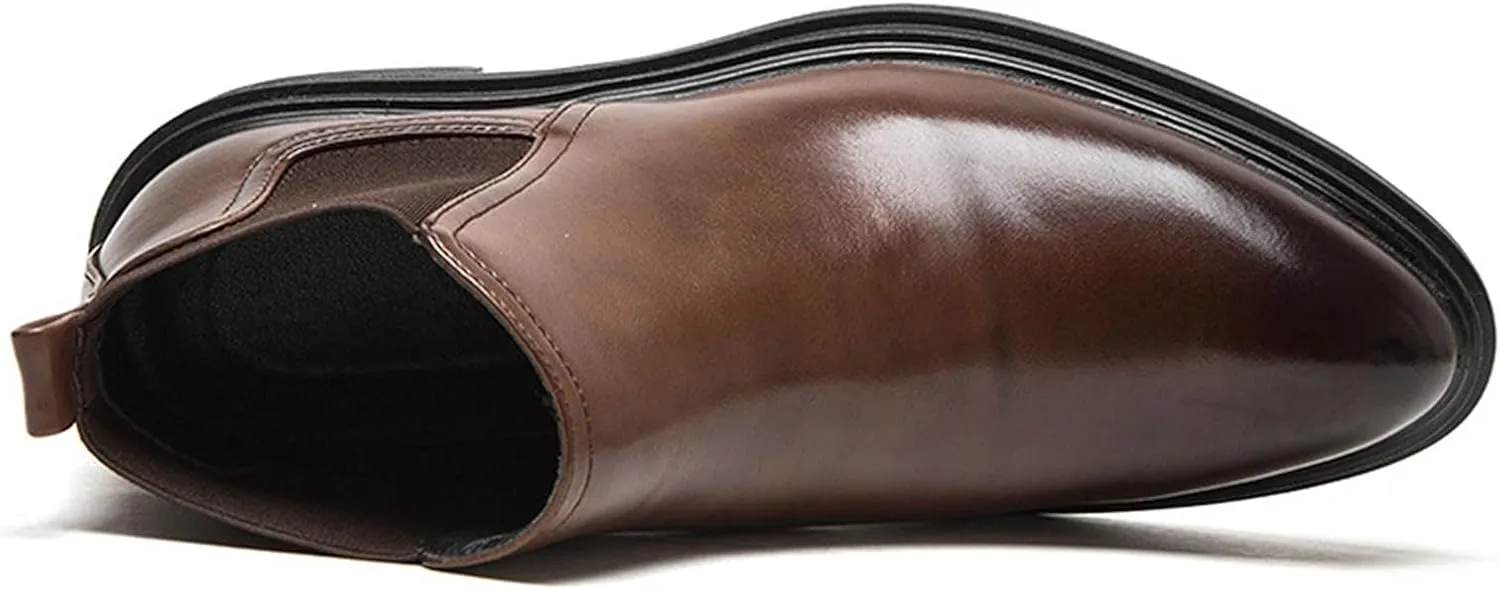 New Mens Chelsea Boot Ankle Block Heel Elastic Bandage PU Slip On Anti-slip Non Slip Waterproof Wearable Classic Dress Pull On