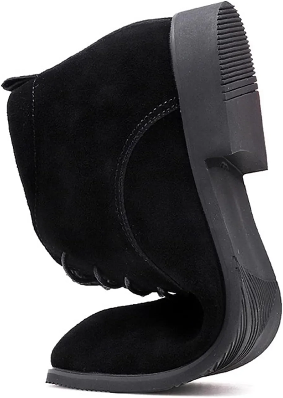 New Round Toe Boots For Men Derby Suede Leather Waterproof Anti-slip Block Heel Dress Casual Work