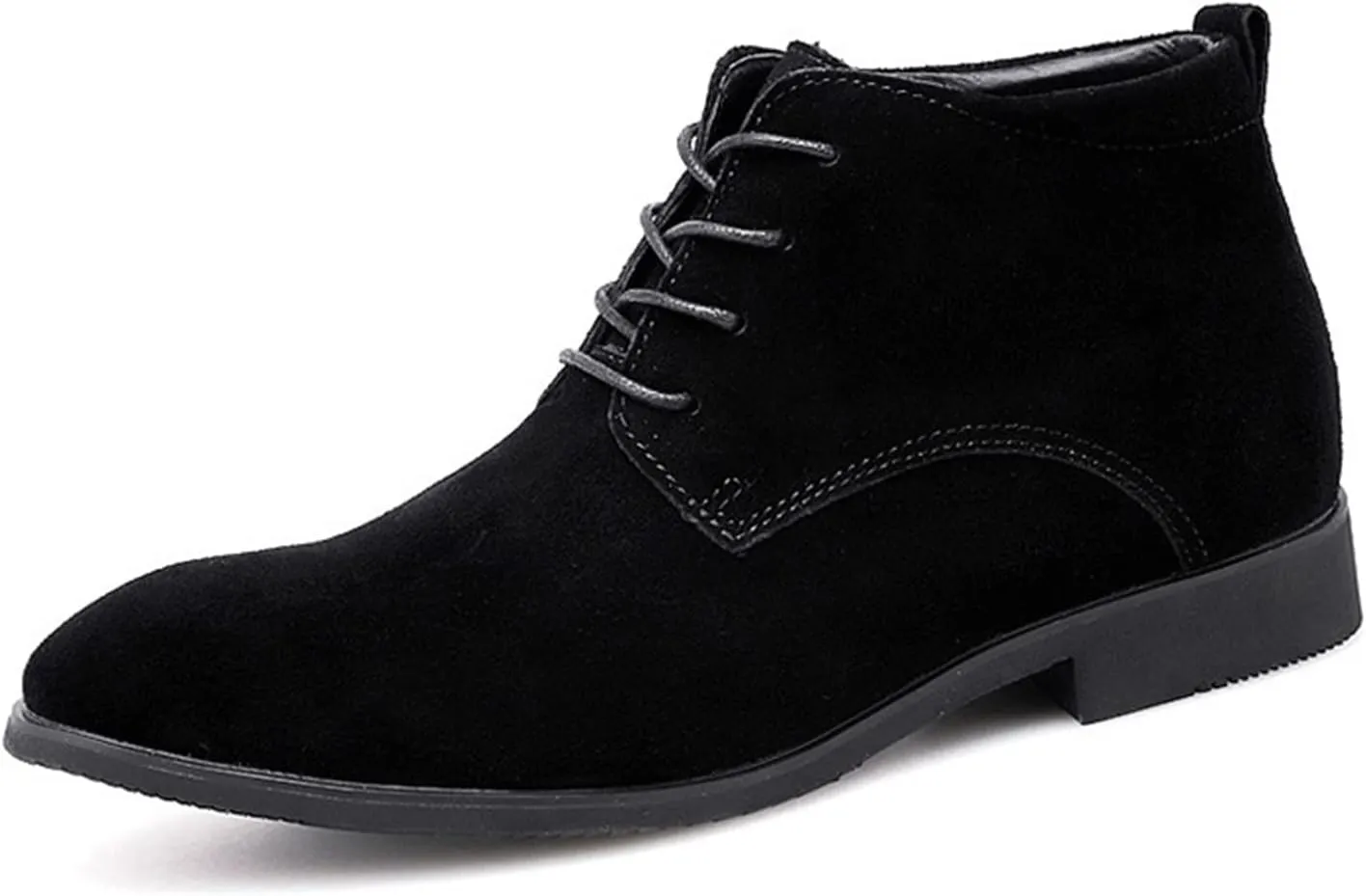New Round Toe Boots For Men Derby Suede Leather Waterproof Anti-slip Block Heel Dress Casual Work
