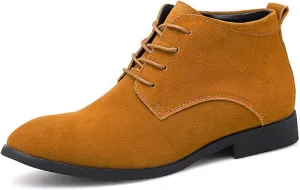 New Round Toe Boots For Men Derby Suede Leather Waterproof Anti-slip Block Heel Dress Casual Work