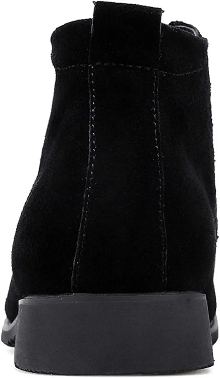 New Round Toe Boots For Men Derby Suede Leather Waterproof Anti-slip Block Heel Dress Casual Work