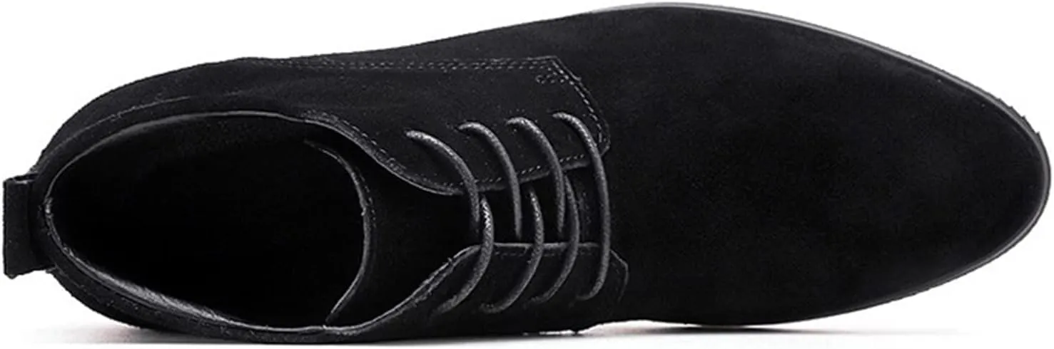 New Round Toe Boots For Men Derby Suede Leather Waterproof Anti-slip Block Heel Dress Casual Work