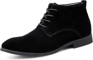 New Round Toe Boots For Men Derby Suede Leather Waterproof Anti-slip Block Heel Dress Casual Work