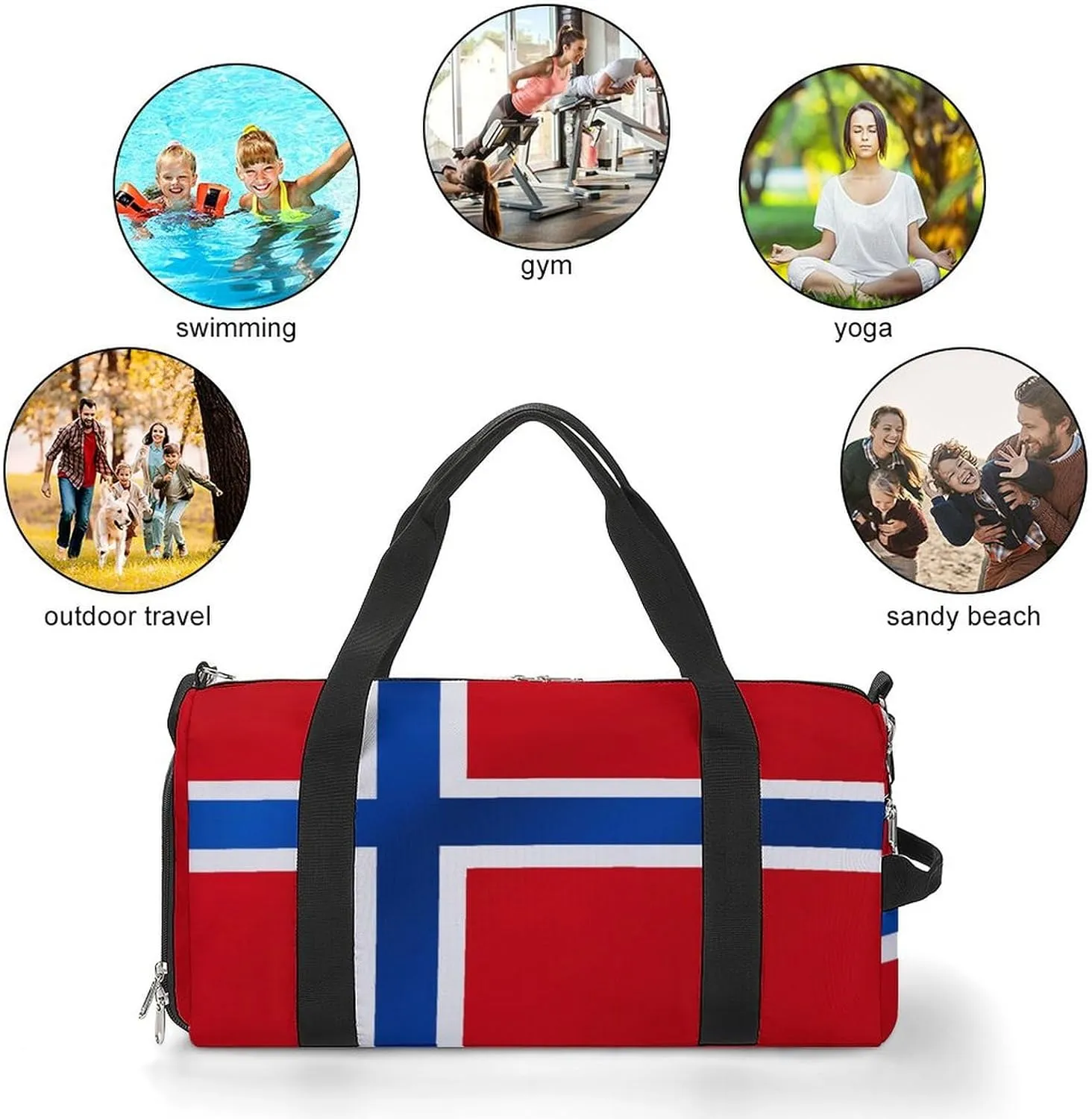 Norway Flag Travel Bag for Boys Girls with Shoe Compartment and Wet Pocket