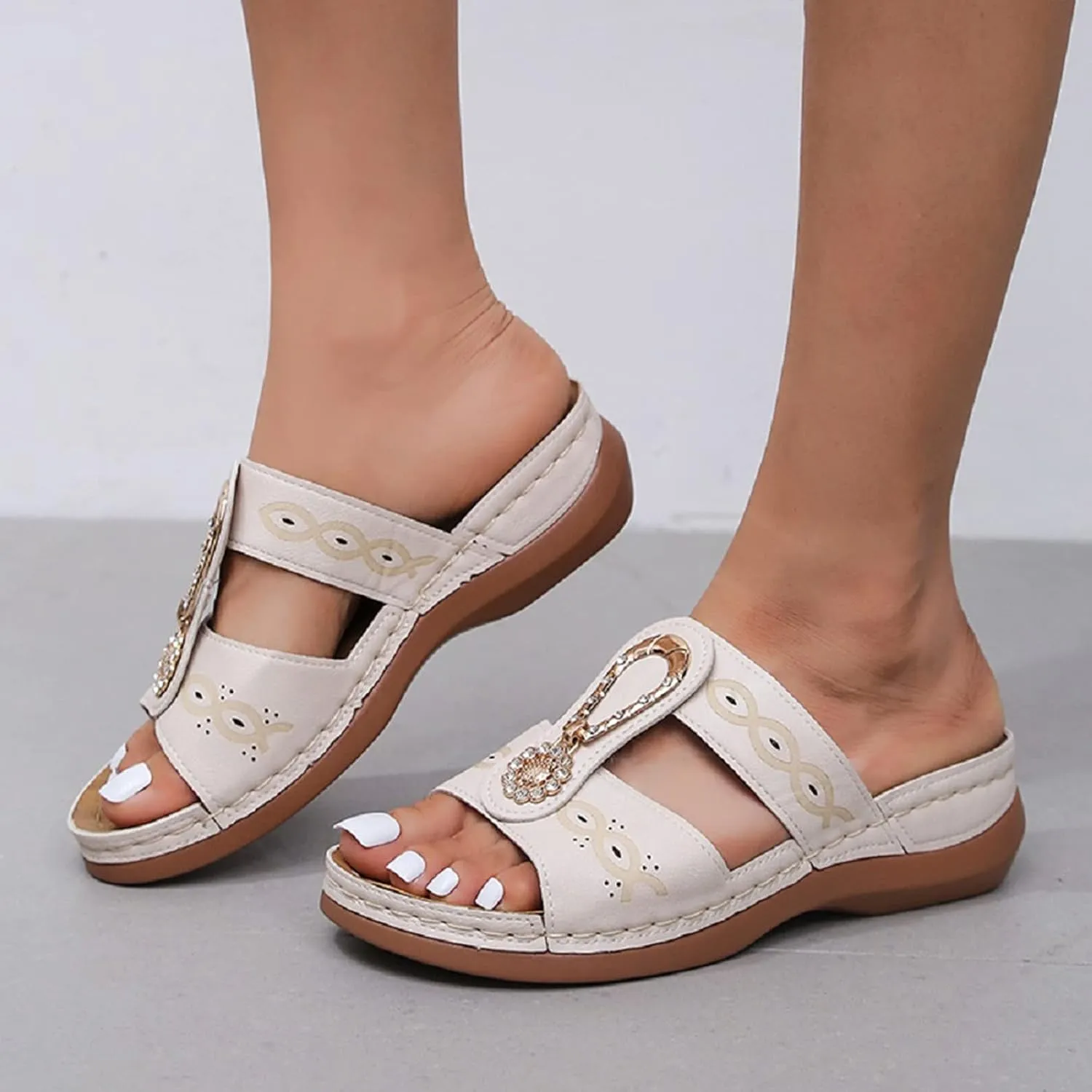 Orthopedic Flip Flops for Women Orthopedic Women Dress Sandals Orthopedic Travel Sandals Orthotic Sandals for Bunions Women Wide Width Women's Slide Sandals with Arch Support & Adjustable Straps