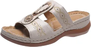 Orthopedic Flip Flops for Women Orthopedic Women Dress Sandals Orthopedic Travel Sandals Orthotic Sandals for Bunions Women Wide Width Women's Slide Sandals with Arch Support & Adjustable Straps