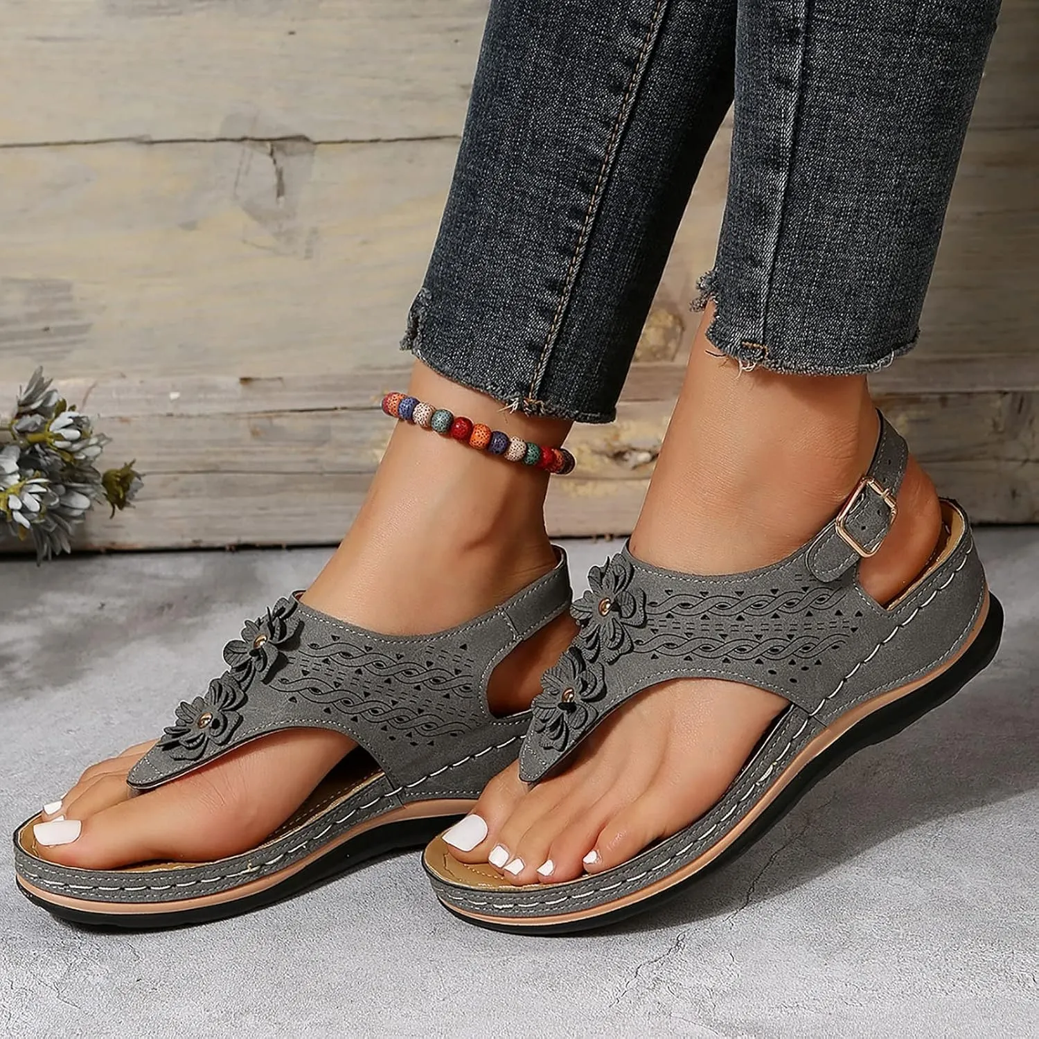 Orthopedic Leather Sandals for Women Orthotic Sandals with Heels Orthopedic Fascitis Plantar Sandals Women Orthopedic High Arch Support Inserts Women Sandal Women's Orthopedic Arch Support Flip Flops