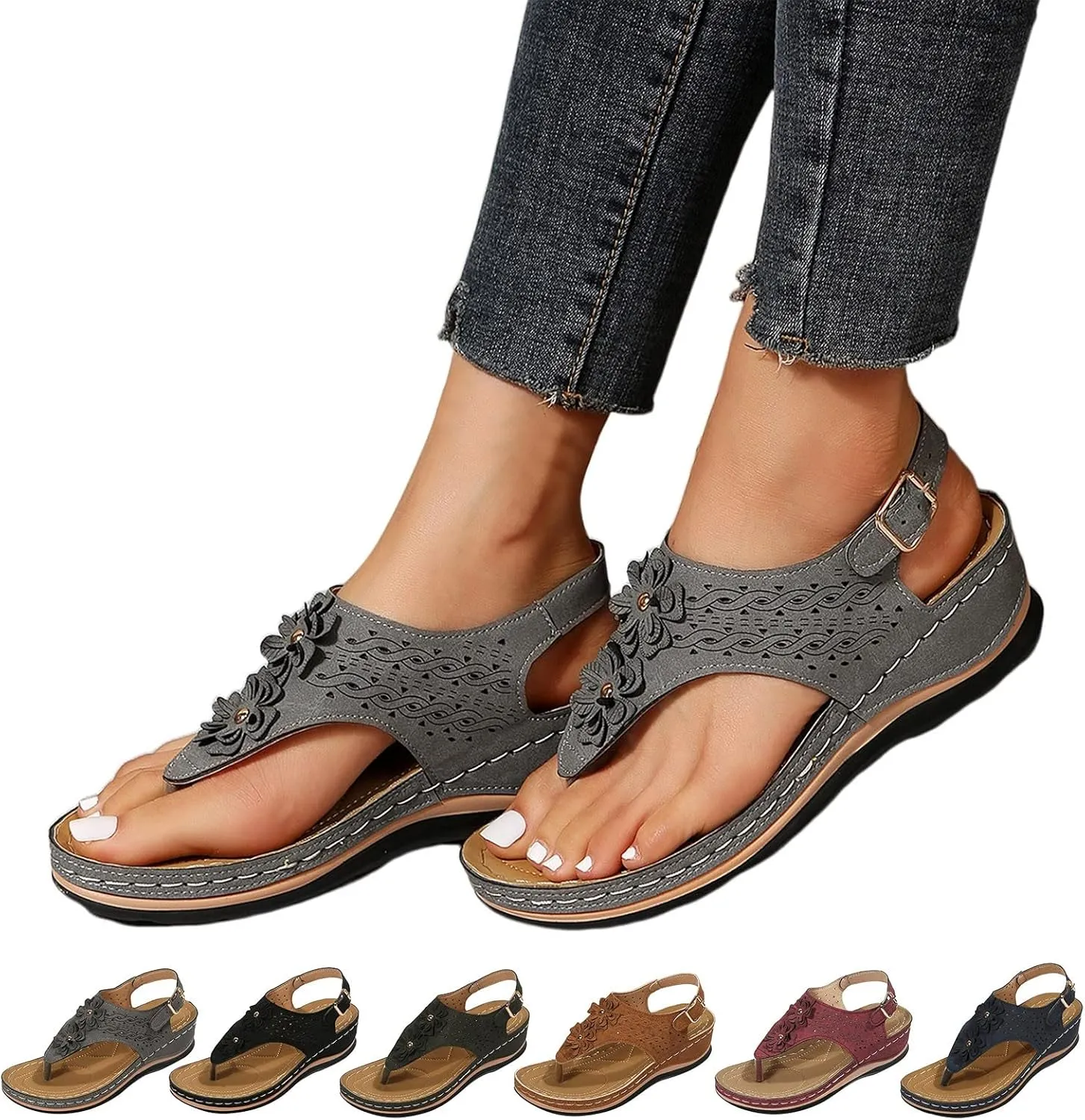 Orthopedic Leather Sandals for Women Orthotic Sandals with Heels Orthopedic Fascitis Plantar Sandals Women Orthopedic High Arch Support Inserts Women Sandal Women's Orthopedic Arch Support Flip Flops