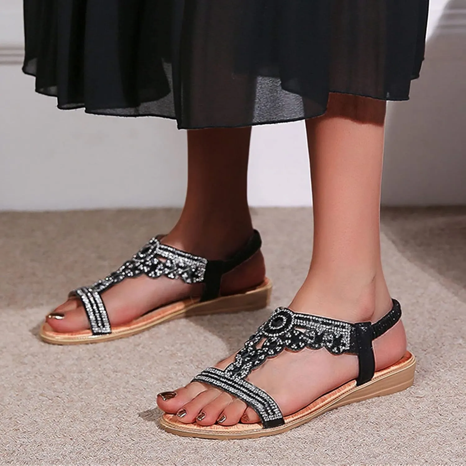 Orthopedic Sandals for Women Dressy Metallic Finish Orthotic Sandals Adjustable Ankle Straps Arch Support Cushion Barefoot Lightweight Walking Summer Flip Flops for Women