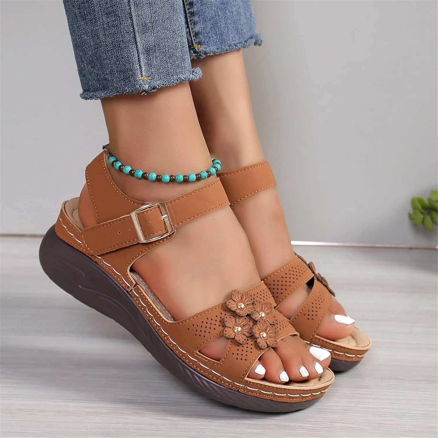 Orthopedic Sandals for Women Wide Width Orthopedic Recovery Slides Thick Cushion Platform Adjustable Straps Non Slip Sole Beach Walking Summer Flip Flops for Women