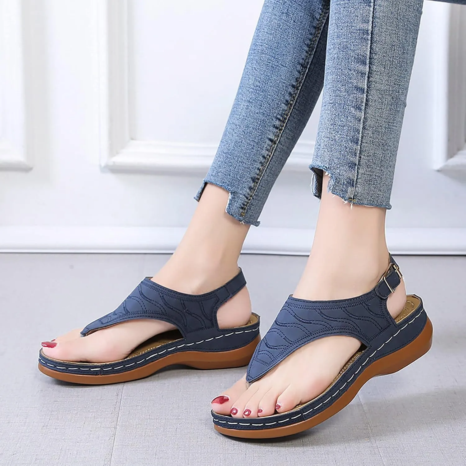 Orthopedic Sandals with Back Strap Beach Sandals Waterproof Orthopedic Dressy Walking Sandals Orthotic Fashion Sandals Women Orthopedic Slip On Sandals for Women 2025 Comfortable