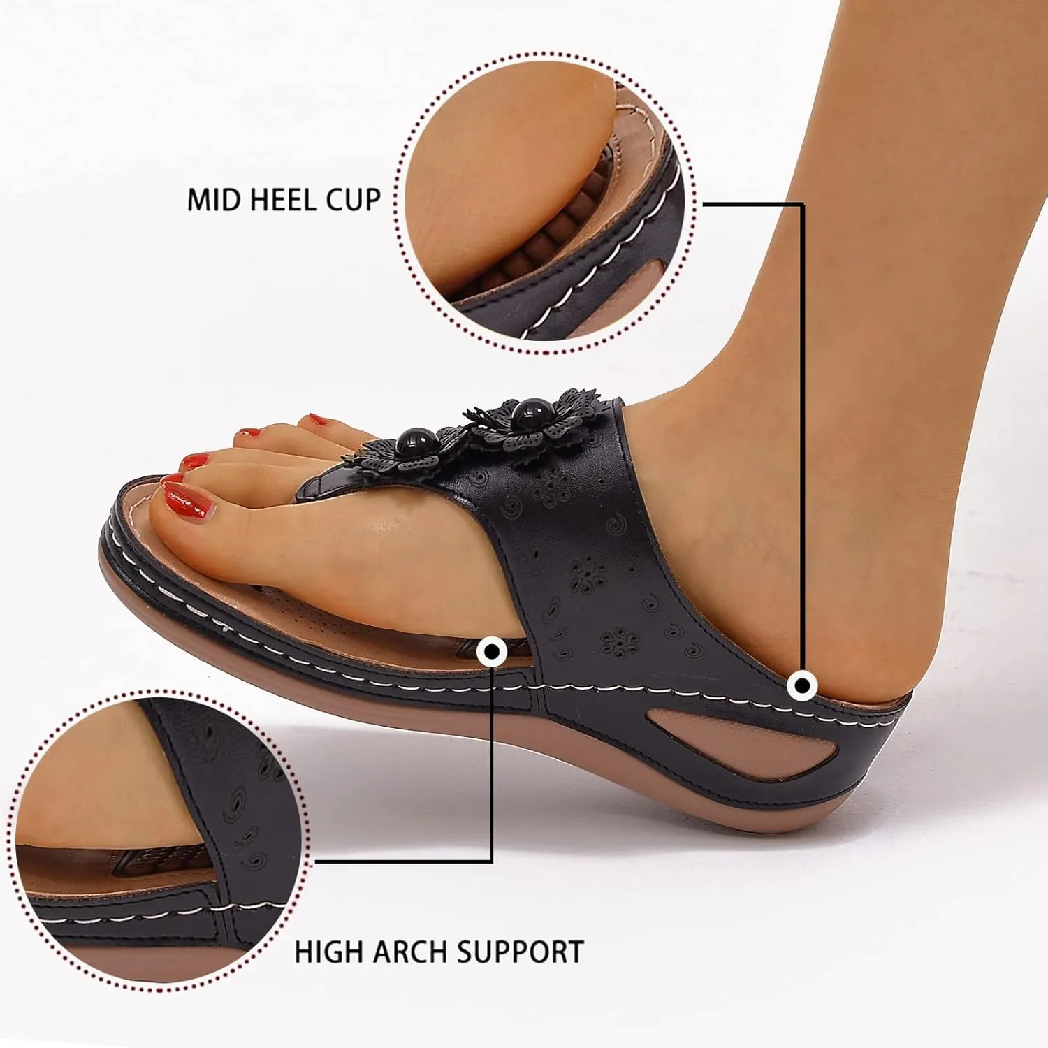 Orthopedic Sandals with Back Strap Orthopedic Womens Fashion Sandals Orthopedic Flip Flops Women 6 Orthotic Womens Sandals Comfortable Dressy Arch Support Womens Summer Shoes Support