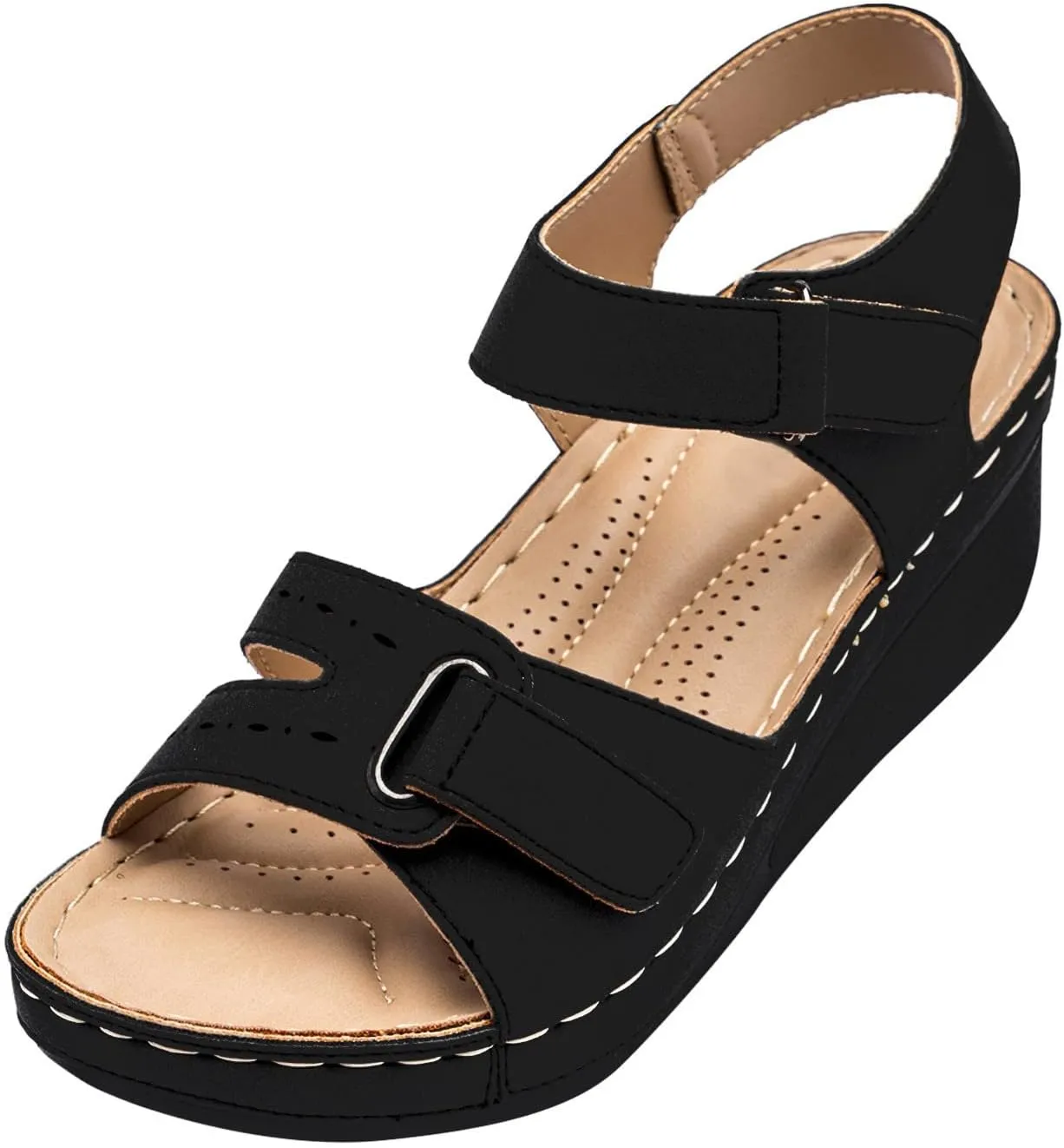 Orthopedic Summer Sandals for Women with Arch Support Comfortable Walking Shoes Lightweight Adjustable Straps Beach Casual Outdoor Plantar Fasciitis Relief Slides