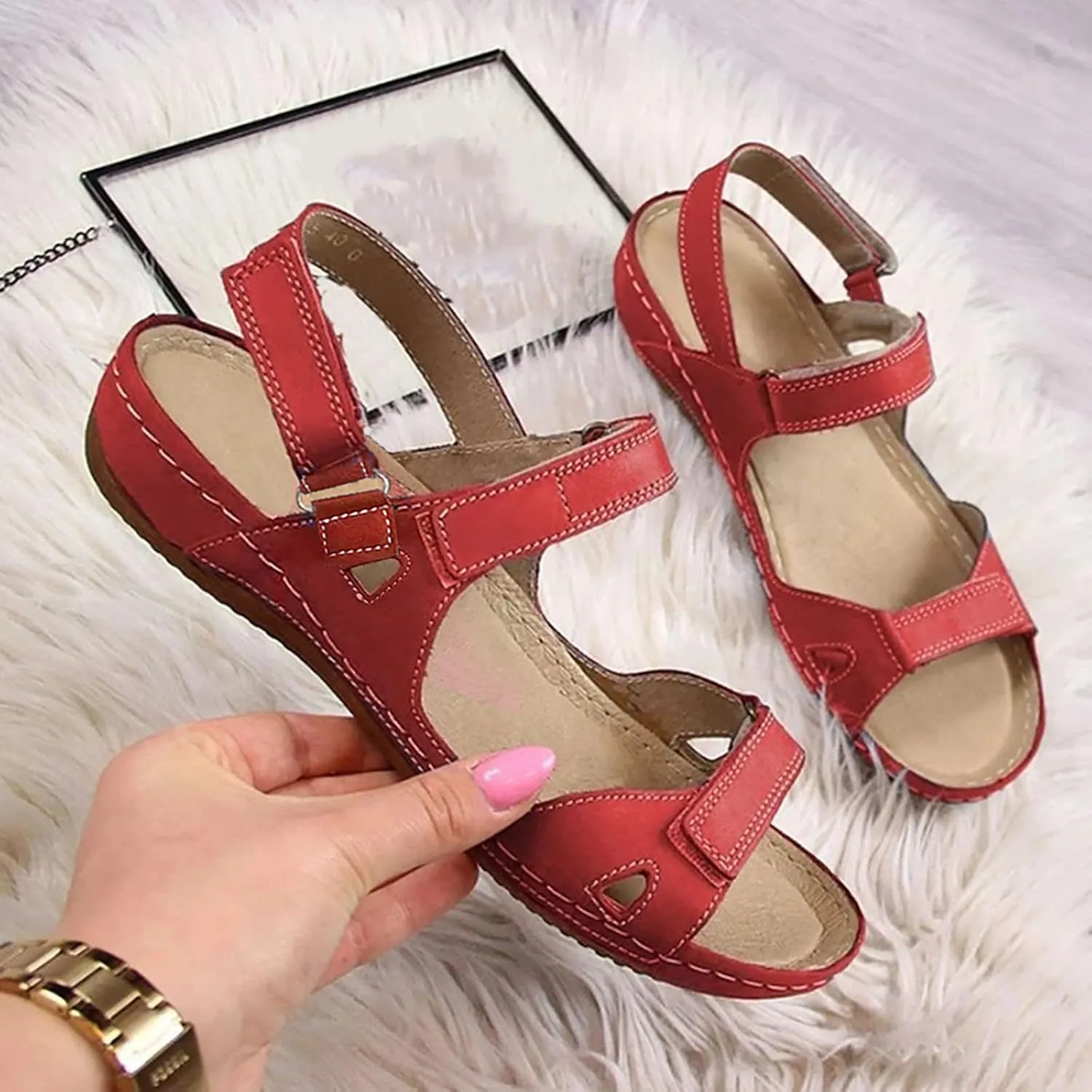 Orthopedic Summer Shoes for Women Orthopedic Womens Wedge Sandals Orthopedic Summer Ladies Sandals Orthopedic Summer House Slippers with Arch Support Orthopedic Walking Sandals for Women 2025