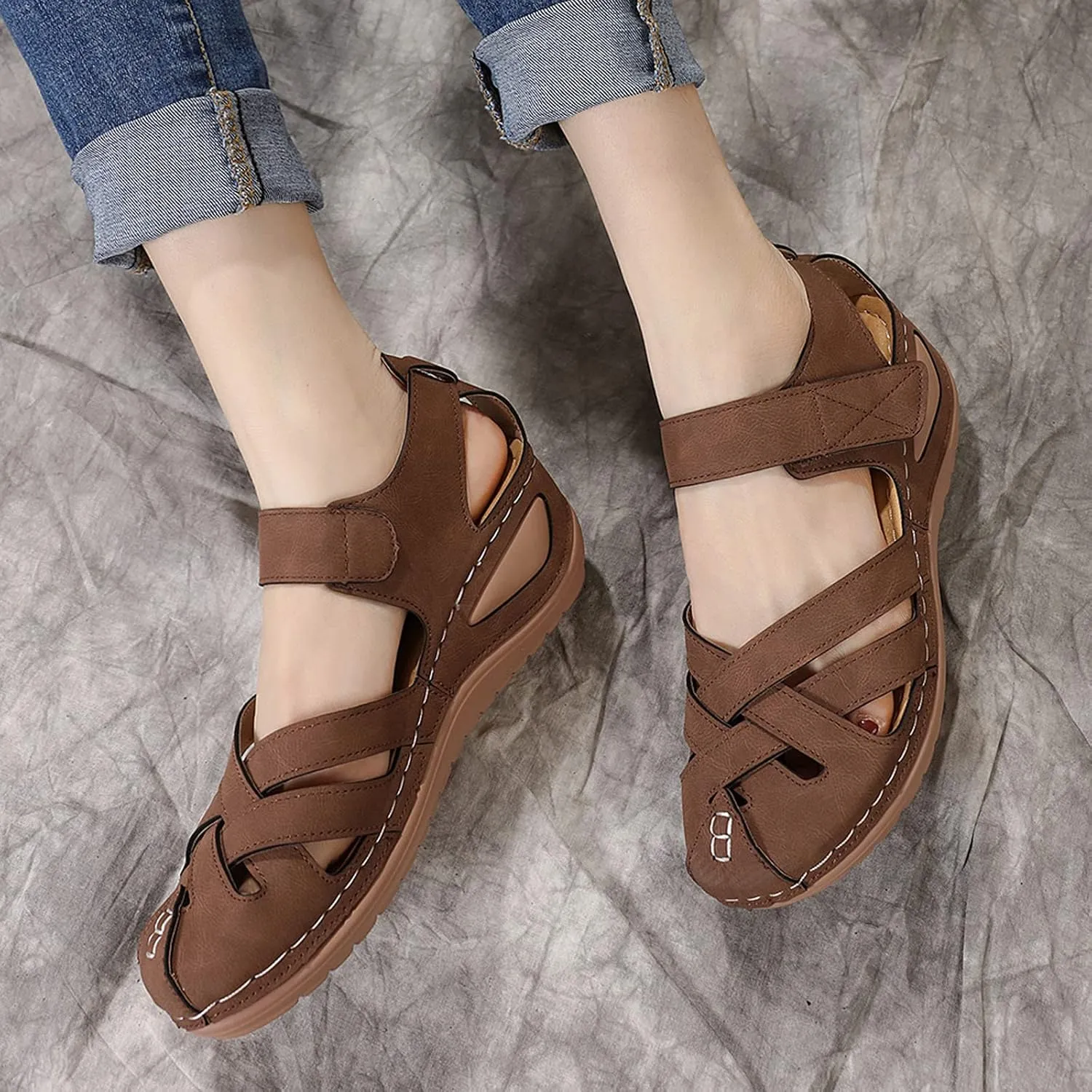 Orthotic Sandals for Women with Arch Support Back Strap Roman Flats Beach with Flowers Low Wedge Sandals Dressy Summer Heel Sandals Women Orthopedic