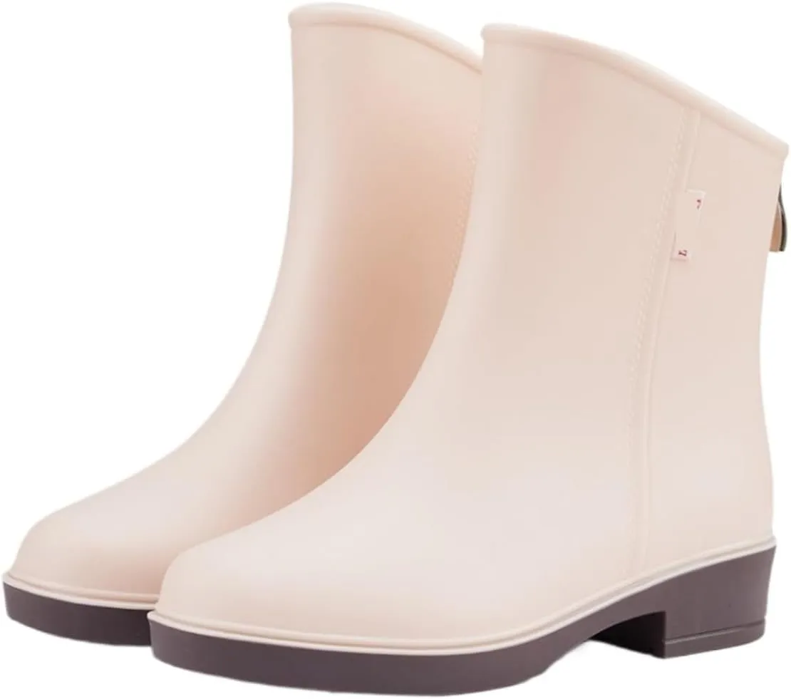 Outdoor Work Booties Women's Rubber Shoes Mid Low Tube Rain Boots Non Slip Waterproof Outdoor Water Boots Outdoor Gardening Work