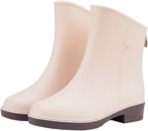 Outdoor Work Booties Women's Rubber Shoes Mid Low Tube Rain Boots Non Slip Waterproof Outdoor Water Boots Outdoor Gardening Work