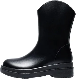 Outdoor Work Booties Women's Waterproof Rain Boots Mid Tube Water Shoes Winter Non Slip Rubber Shoes Outdoor Gardening Work