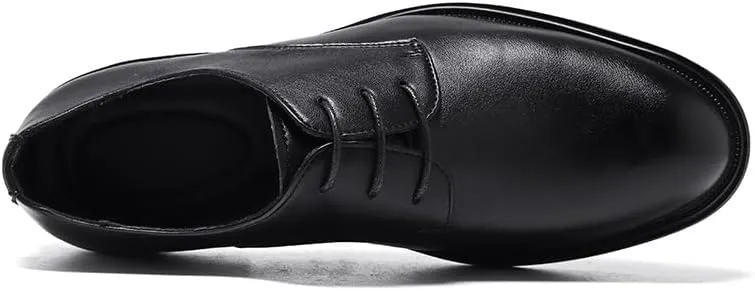 Oxford Formal Shoes for Men Lace Up Round Burnished Toe Vegan Leather Derby Shoes Anti-Slip Slip Resistant Block Heel Low Top Non Slip Party