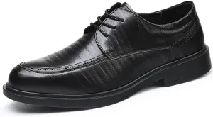 Oxford Shoes for Men Lace Up Pointed Toe Vegan Leather Apron Toe Derby Shoes Block Heel Low Top Non Slip Wedding