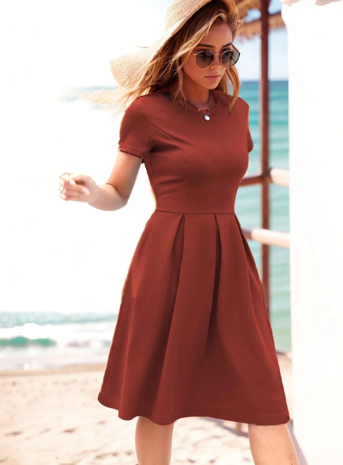 oxiuly Summer Dresses for Women 2024 Party Church Bridesmaid Graduation Dress with Pockets S253