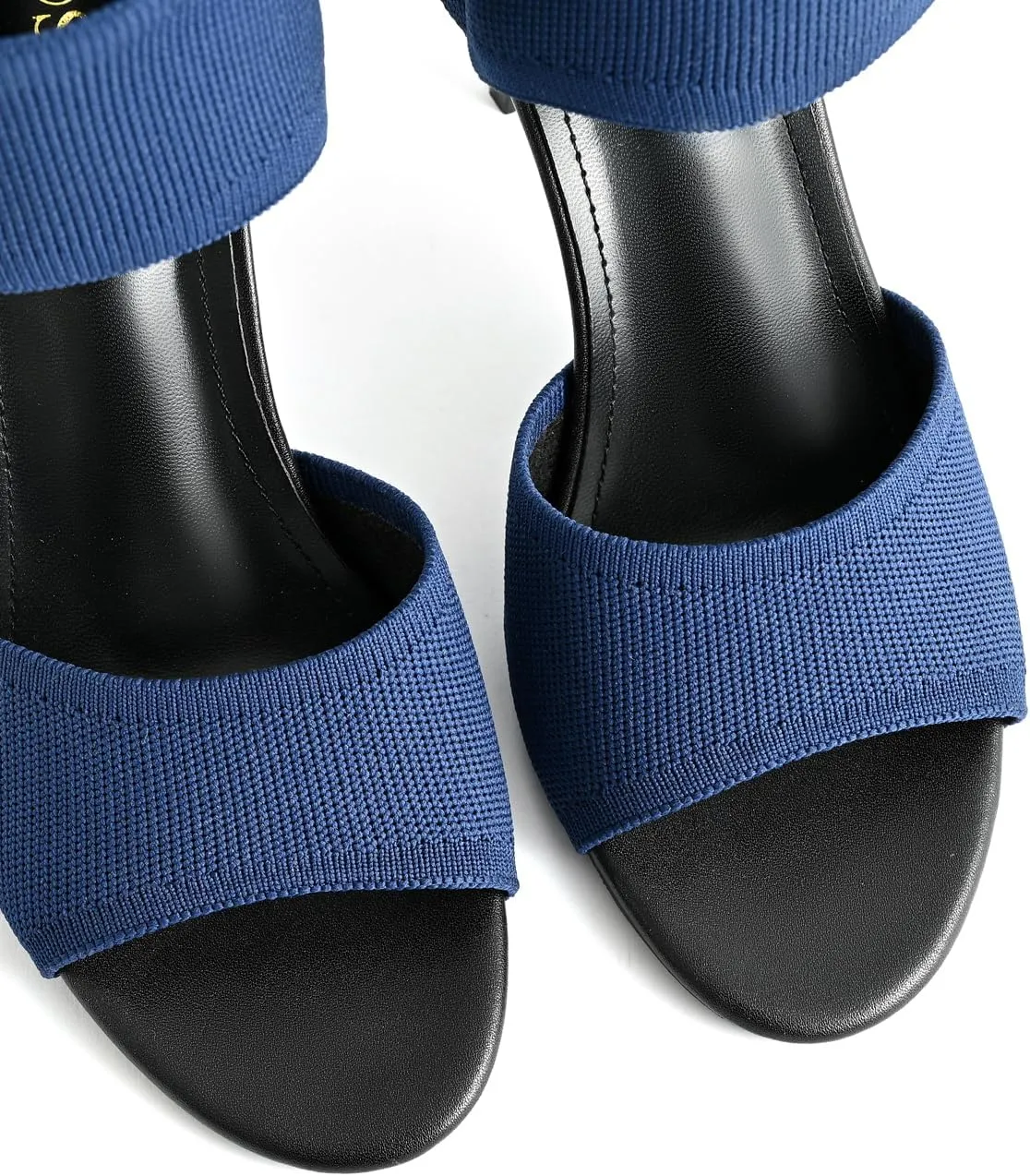 Peep Toe Heels for Women Sexy 3 Inches Stiletto Heeled Sandals for Women Open Toe Wide Stretchy Knit Heel Sandal Booties Slip On Comfortable Dressy Shoes for Prom, Party and Work