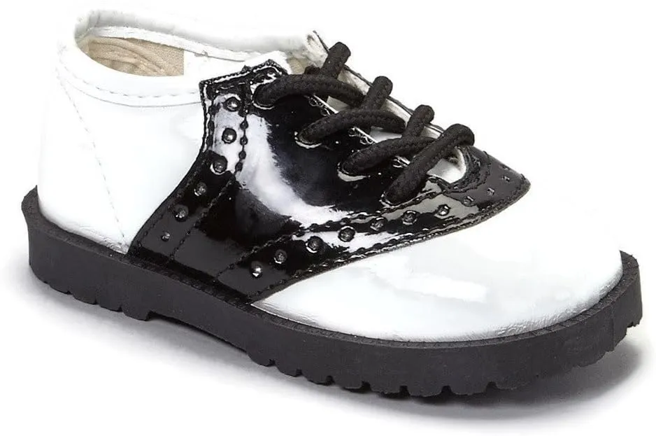 Pitter Patter Childrens Saddle Shoe 4 Colors Available (Infant/Toddler) Adorable Black Navy Brown Pink Patent
