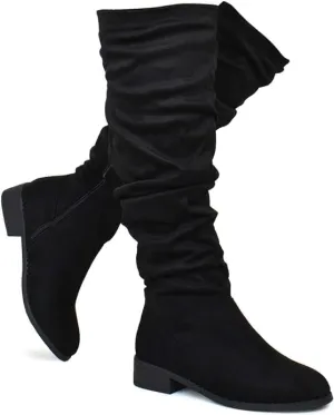 Premier Standard - Women's Fashion Comfy Suede Block Heel - Thigh High Over the Knee Boots, TPS Boots-52Aipmylo Black Size 8