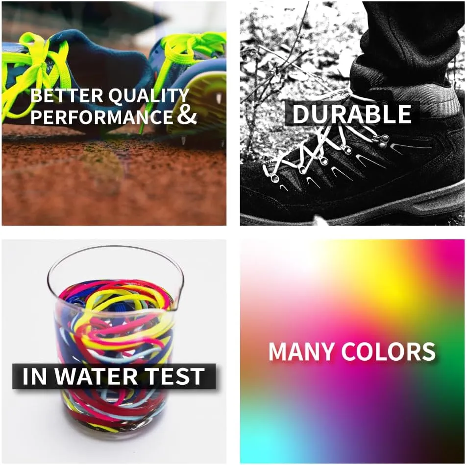 Premium Round Shoe Laces for Boots, Work Boots, and Hiking, Colorful Shoelaces