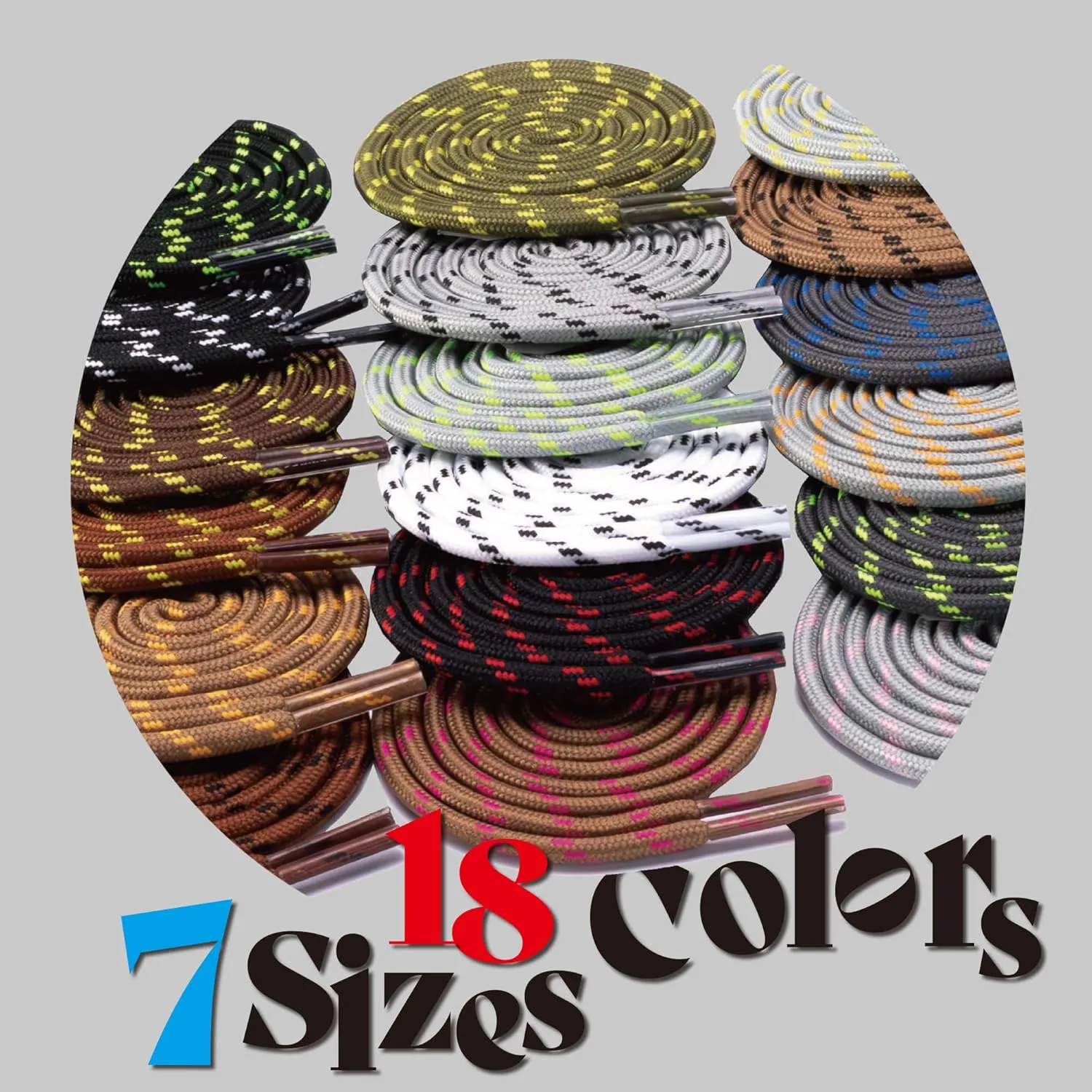 Premium Round Shoe Laces for Boots, Work Boots, and Hiking, Colorful Shoelaces