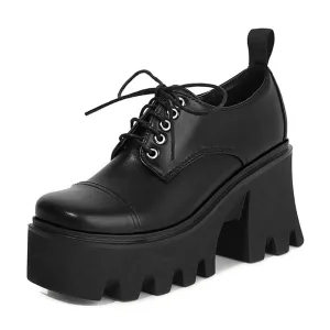Preppy Goth Platform Shoes Black