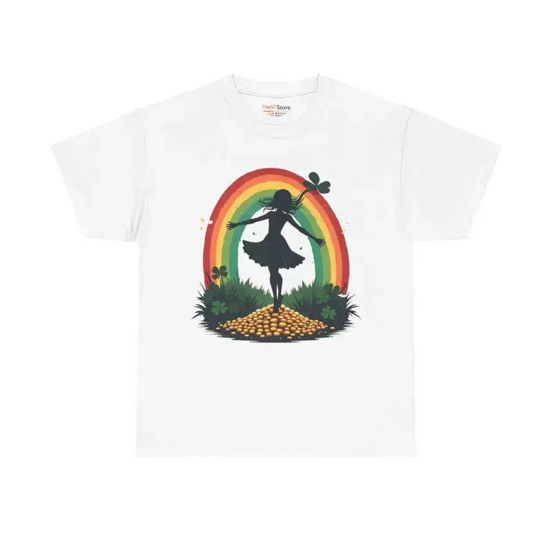 Rainbow Shamrock Heavy Cotton Tee for Irish Magic