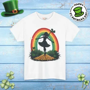 Rainbow Shamrock Heavy Cotton Tee for Irish Magic