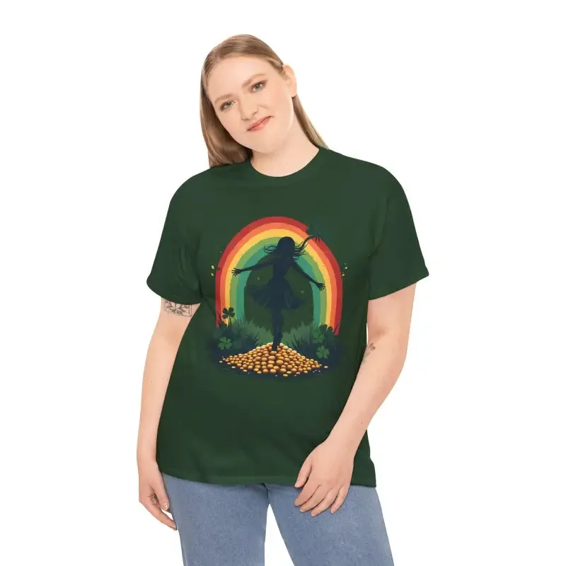 Rainbow Shamrock Heavy Cotton Tee for Irish Magic