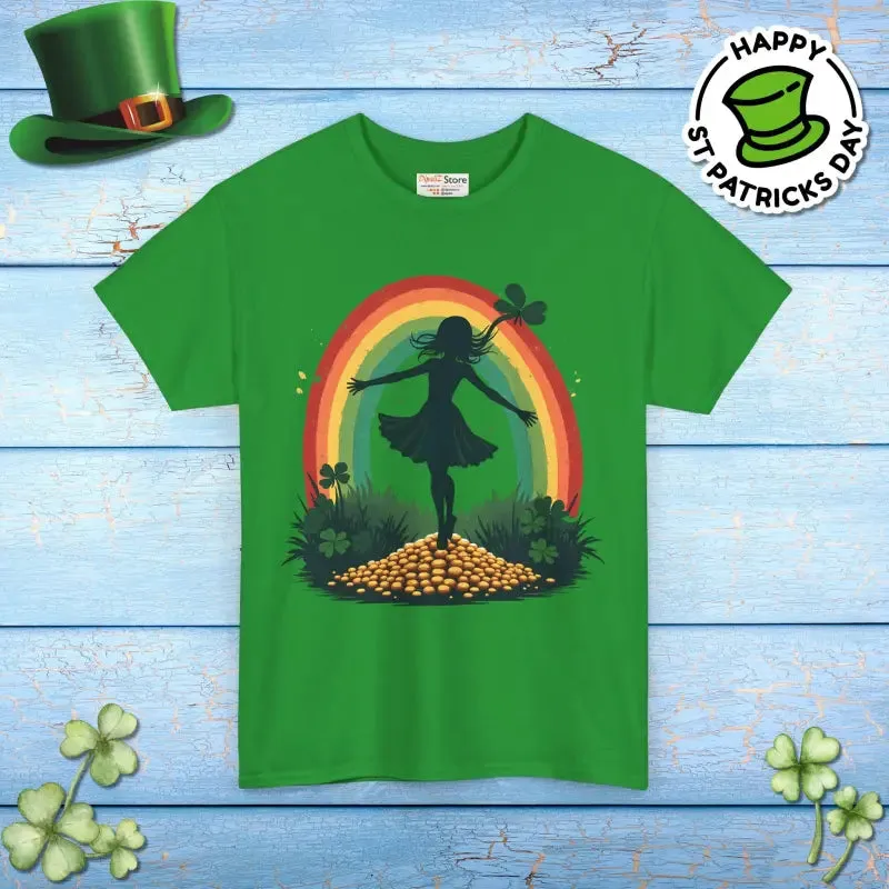 Rainbow Shamrock Heavy Cotton Tee for Irish Magic