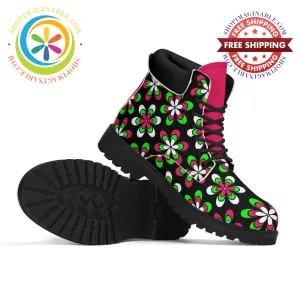Retro Funky Floral Ladies Boots