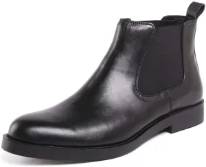 Rui Landed Burnished Round Toe Chelsea Boot for Men Work Boot Pull On Style Waterproof Outdoors Premium Genuine Leather Middle Heel (Color : Black, Size : 8 M US)