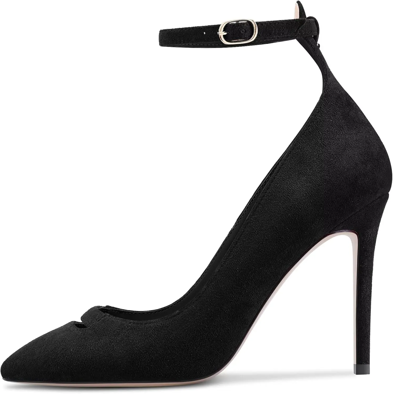 Saekcted Women Stiletto High Heel Pointed Toe Pumps Ankle Strap Wedding Dress Cute 3.9 Inches Heels