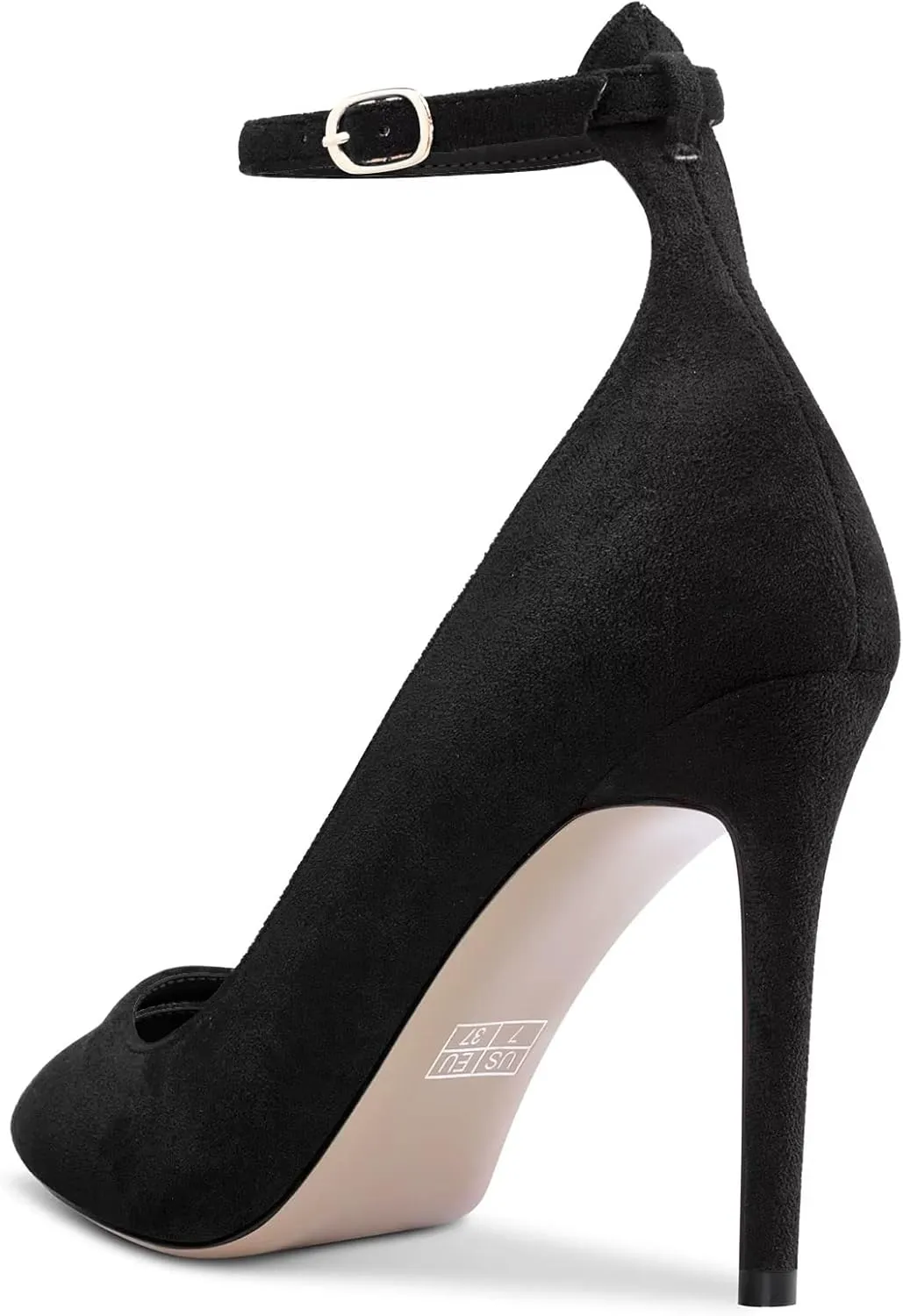 Saekcted Women Stiletto High Heel Pointed Toe Pumps Ankle Strap Wedding Dress Cute 3.9 Inches Heels
